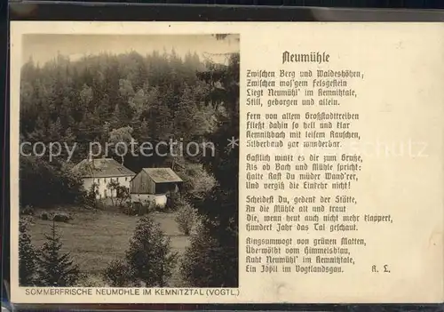 Neumuehle Vogtland Gasthaus Kemnitztal Kat. Burgstein Plauen