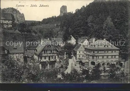 Rathen Saechsische Schweiz Talwaechter Teilansicht Kat. Rathen Sachsen