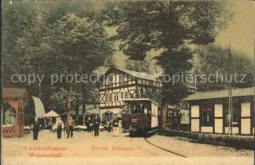 Bad Schandau Lichtenhainer Wasserfall Strassenbahn Kat. Bad Schandau