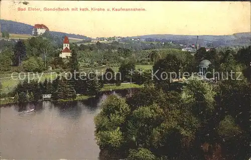 Bad Elster Gondelteich mit Katholischer Kirche und Kaufmannsheim Kat. Bad Elster