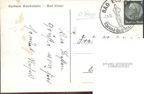 Bad Elster Kurheim Reichsbahn Kat. Bad Elster