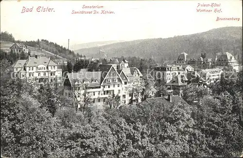 Bad Elster Sanatorium Dr Koehler Palasthotel Wettiner Hof Brunnenberg Kat. Bad Elster