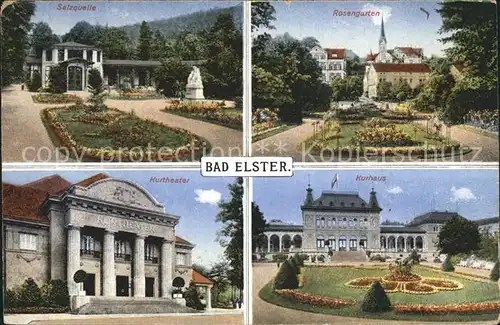 Bad Elster Salzquelle Rosengarten Kurtheater Kurhaus Kat. Bad Elster