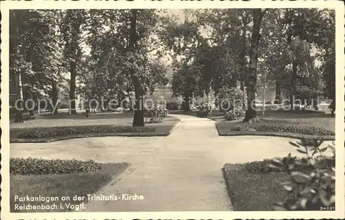 Reichenbach Vogtland Parkanlagen an der Trinitatis Kirche Kat. Reichenbach