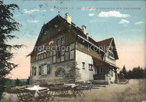 Plauen Vogtland Touristen und Vereinshaus auf dem Tenneraberg Kat. Plauen