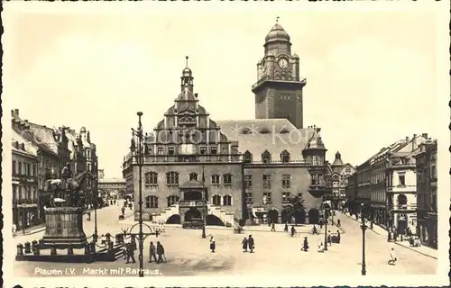 Plauen Vogtland Markt mit Rathaus Kat. Plauen