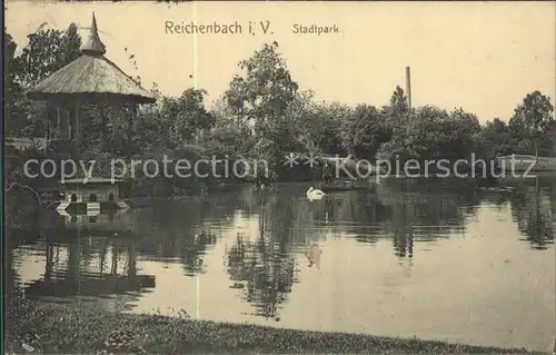 Reichenbach Vogtland Stadtpark Schwanenteich Kat. Reichenbach