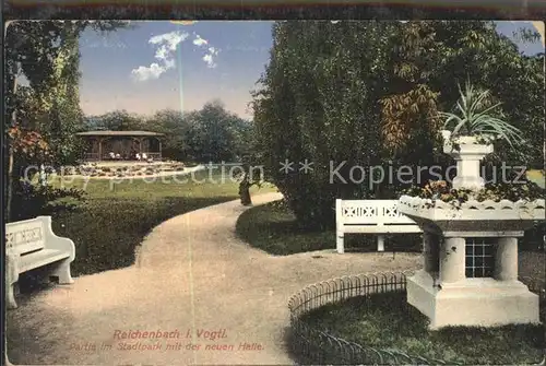 Reichenbach Vogtland Stadtpark mit neuer Halle Kat. Reichenbach