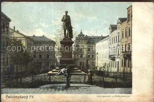 Reichenbach Vogtland Solbrigsplatz mit Moltkedenkmal Kat. Reichenbach