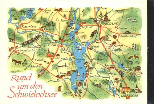 Schwielochsee Gebietskarte rund um den Schwielochsee Kat. Schwielochsee