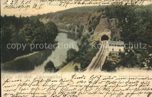 Lichtenwalde Sachsen Harrasfelsen im Zschopautal Eisenbahn Tunnel / Niederwiesa /Mittelsachsen LKR