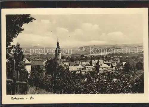 Zschopau Ortsansicht mit Kirche Kat. Zschopau