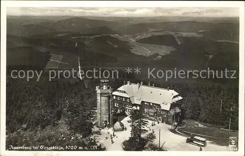 Auersberg Wildenthal Unterkunftshaus Aussichtsturm Erzgebirge Fliegeraufnahme Kat. Eibenstock