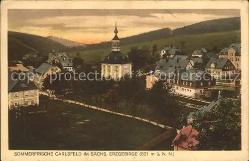 Carlsfeld Erzgebirge Ortsansicht mit Kirche Kat. Eibenstock