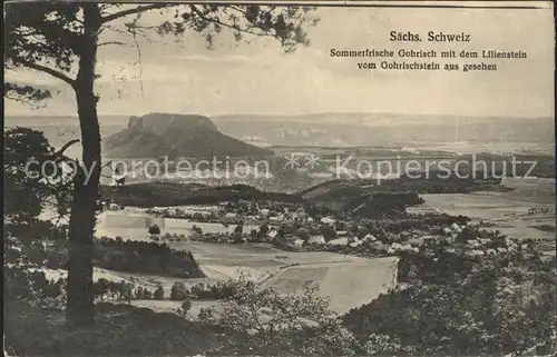 Gohrisch Panorama mit Lilienstein vom Gohrischstein aus gesehen Elbsandsteingebirge Kat. Gohrisch