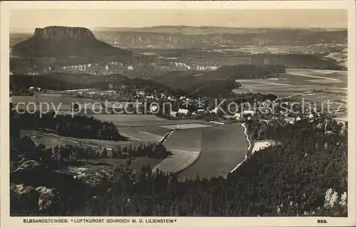 Gohrisch Panorama mit dem Lilienstein Tafelberg Elbsandsteingebirge Kat. Gohrisch