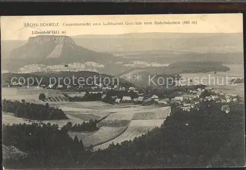 Gohrisch vom Gohrischstein gesehen mit Lilienstein Elbsandsteingebirge Kat. Gohrisch