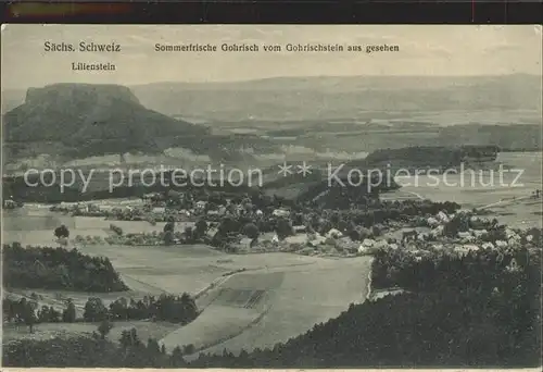 Gohrisch vom Gohrischstein aus gesehen Lilienstein Elbsandsteingebirge Kat. Gohrisch