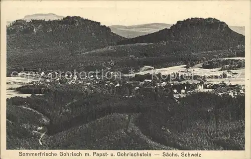 Gohrisch Sommerfrische mit Papststein und Gohrischstein Elbsandsteingebirge Kat. Gohrisch