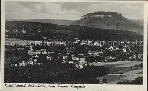 Gohrisch Blick zur Festung Koenigstein Elbsandsteingebirge Kat. Gohrisch