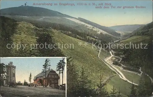 Auersberg Wildenthal Aussichtsturm Unterkunftshaus Panorama Tal der grossen Bockau Kat. Eibenstock