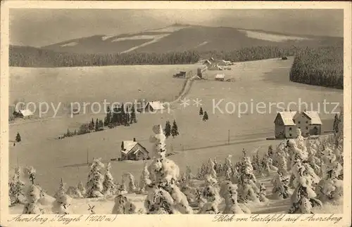 Carlsfeld Erzgebirge Winterpanorama mit Auersberg Kupfertiefdruck Kat. Eibenstock