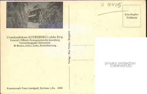 Carlsfeld Erzgebirge Winterpanorama mit Auersberg Kupfertiefdruck Kat. Eibenstock