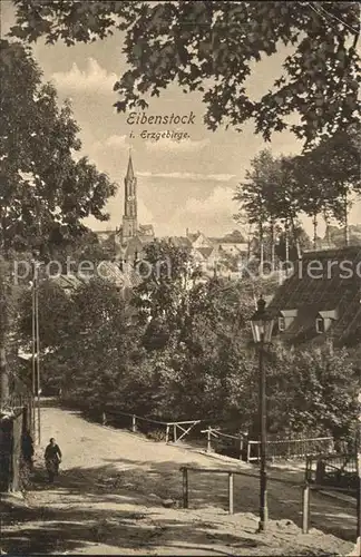 Eibenstock Ortspartie mit Blick zur Kirche Kat. Eibenstock