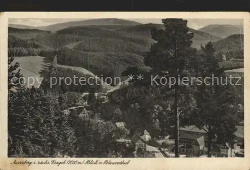 Blauenthal Erzgebirge Panorama mit Auersberg Kat. Eibenstock