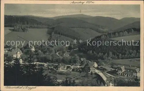 Blauenthal Erzgebirge Panorama mit Blick zum Auersberg Kupfertiefdruck Kat. Eibenstock