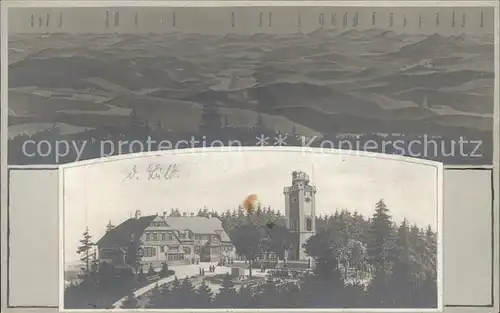 Eibenstock Panorama Blick vom Auersberg Aussichtsturm Unterkunftshaus Kat. Eibenstock