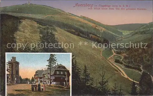 Auersberg Wildenthal Aussichtsturm Unterkunftshaus Tal der grossen Bockau Erzgebirge Kat. Eibenstock