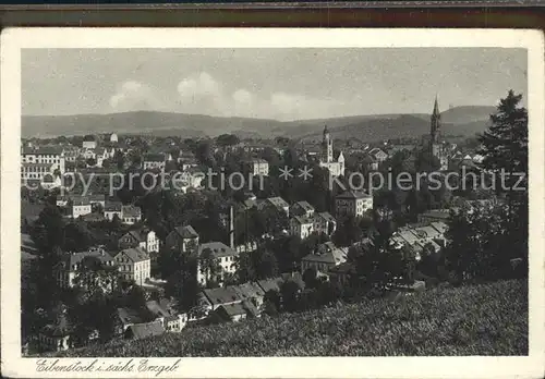 Eibenstock Blick ueber die Stadt Kupfertiefdruck Kat. Eibenstock