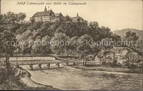 Lichtenwalde Sachsen Schloss und Muehle im Zschopautal / Niederwiesa /Mittelsachsen LKR