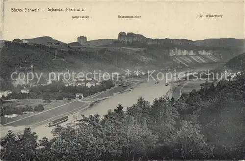 Postelwitz Panorama Elbtal Elbsandsteingebirge Kat. Bad Schandau