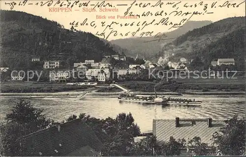 Krippen Bad Schandau Blick von Postelwitz Elbe Dampfer Kat. Bad Schandau