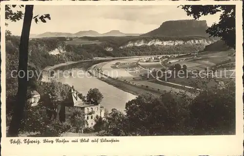 Rathen Saechsische Schweiz Panorama Elbtal und Lilienstein Tafelberg Elbsandsteingebirge Buetten Kat. Rathen Sachsen