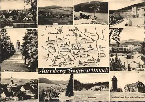 Auersberg Wildenthal und Umgebung Aussichtsturm Berghotel Talsperre Kat. Eibenstock