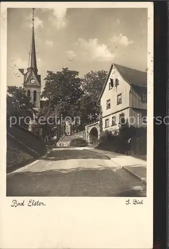Bad Elster Dorfstrasse mit Kirche Kat. Bad Elster