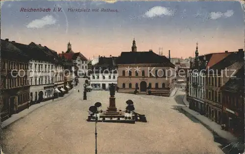 Reichenbach Vogtland Marktplatz mit Rathaus Kat. Reichenbach