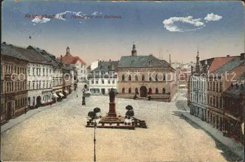 Reichenbach Vogtland Marktplatz mit Rathaus Kat. Reichenbach