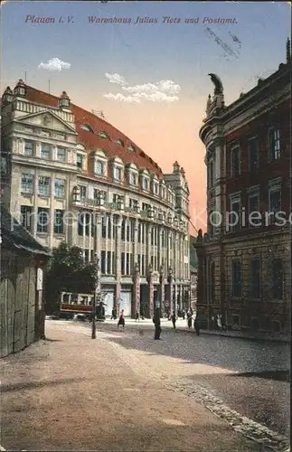 Plauen Vogtland Warenhaus Julius Tietz und Postamt Kat. Plauen