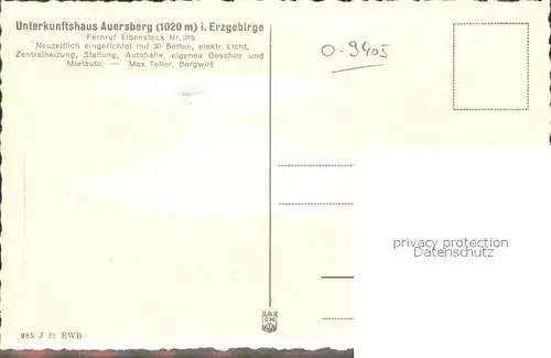 Auersberg Wildenthal Aussichtsturm und Unterkunftshaus Kat. Eibenstock