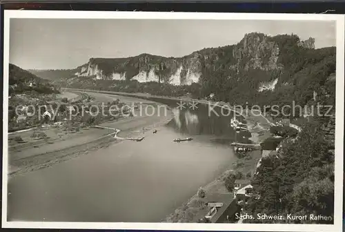 Rathen Saechsische Schweiz Elbepartie mit Bastei Kat. Rathen Sachsen