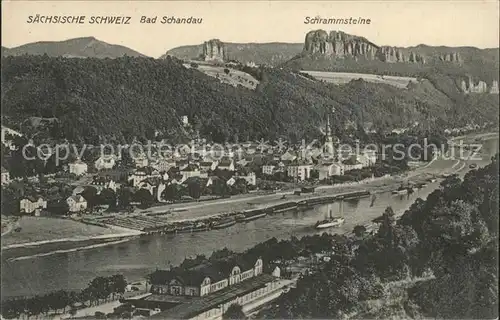 Bad Schandau Panorama mit Schrammsteinen Kat. Bad Schandau
