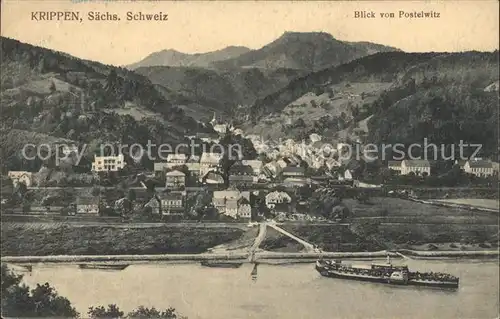 Krippen Bad Schandau Elbepartie Blick von Postelwitz Kat. Bad Schandau