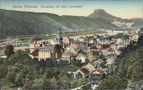 Bad Schandau Elbe mit dem Lilienstein Kat. Bad Schandau