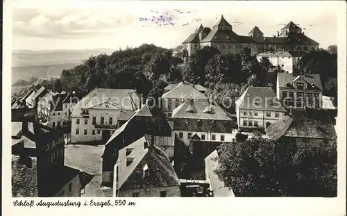 Augustusburg Ortsblick mit Schloss Augustusburg Kat. Augustusburg