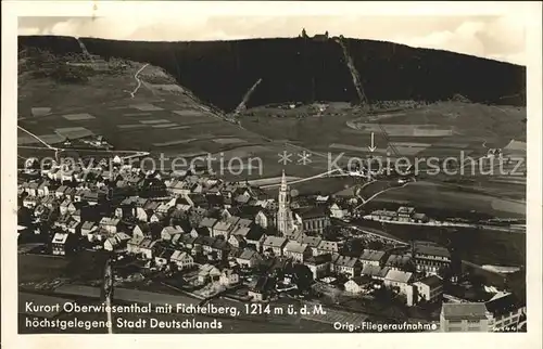 Oberwiesenthal Erzgebirge mit Fichtelberg Fliegeraufnahme Kat. Oberwiesenthal