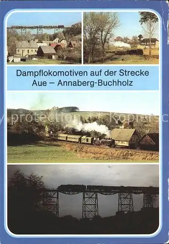 Aue Sachsen Dampflokomotiven auf Strecke Aue Annaberg Buchholz Kat. Aue